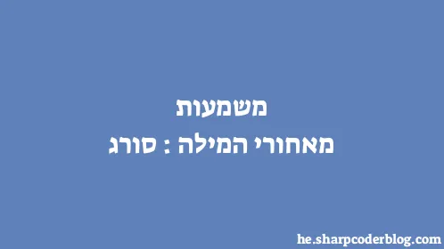 משמעות מאחורי המילה: סורג - Thumbnail