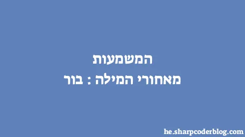 המשמעות מאחורי המילה: בור - Thumbnail