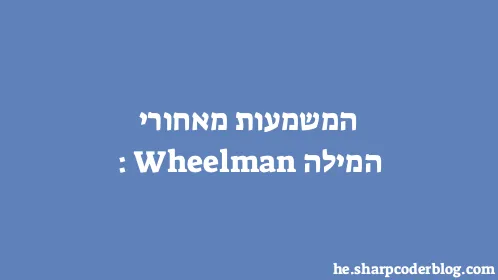 המשמעות מאחורי המילה: Wheelman - Thumbnail