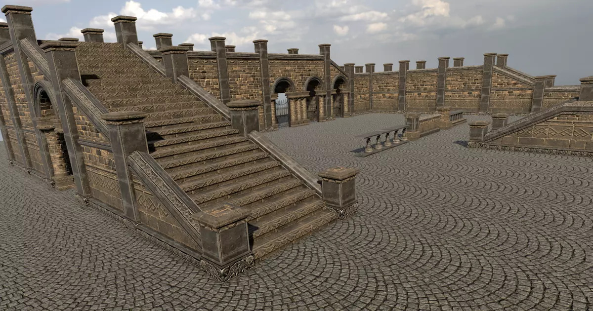 חבילת חצר מודולרית מבית Unity Asset Store.